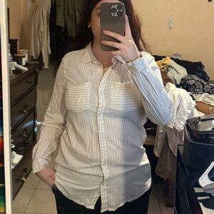 Jag Jeans White Striped Button Down Shirt